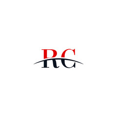 Initial letter RC, overlapping movement swoosh horizon logo company design inspiration in blue and grey color vector