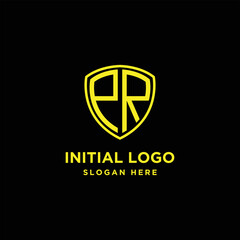 Inspiring company logo designs from the initial letters of the PR shield logo icon. -Vectors