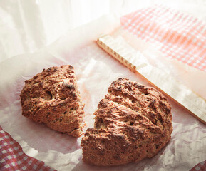 Soft and vintage illuminated home made sour dough bread