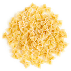 Italian food. Pasta in the form of bows on a white background. Pasta farfalle
