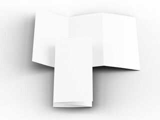 Brochure in A4 format folded to three - mockup. 3d illustartion