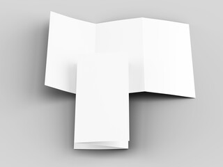 Brochure in A4 format folded to three - mockup. 3d illustartion