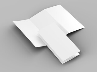 Brochure in A4 format folded to three - mockup. 3d illustartion