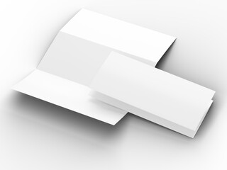 Brochure in A4 format folded to three - mockup. 3d illustartion