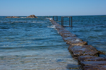 Stone Walkway Into Ocean, Viana do Castelo, Portugal, Atlantic Ocean