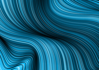 Fashion blue poster thin lines locks luxury design. Liquid wave shiny lines hair fashion background. Beautiful flowing drape textiles thin threads hair illustration vogue blue threads drape banner set