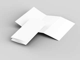 Brochure in A4 format folded to three - mockup. 3d illustartion