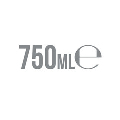 Liter l sign (l-mark) estimated volumes 750 milliliters (ml) Vector symbol packaging, labels used for prepacked foods, drinks different liters and milliliters. 750 ml vol single icon isolated on white
