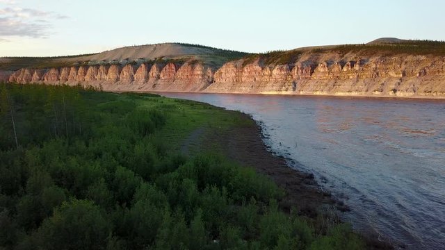 aerial view of the Putorana plateau river Kotuy