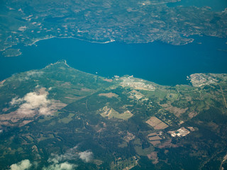 Aerial view of a city in Vancouver bay