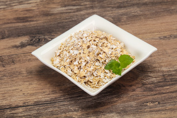 Raw oats in the bowl