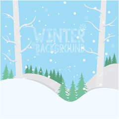 Winter snowy landscape vector design illustration background