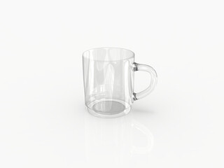 Empty Glass Mug on White Background - 3D Illustration