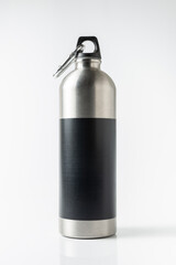 Sports metal water bottle in a white background