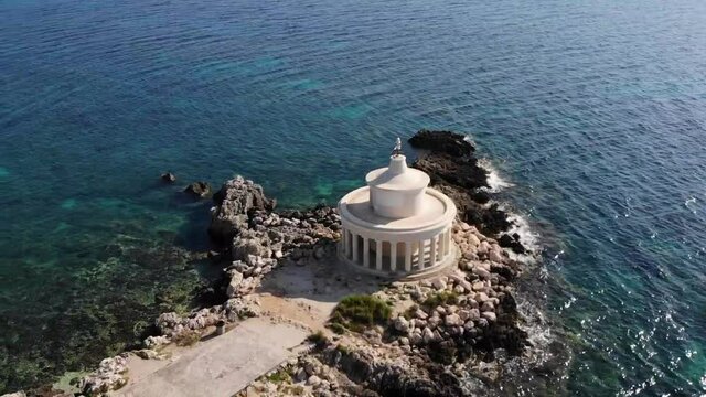 Aerial video of Saint Theodor Lantern, Argostoli, Kefalonia, Greece