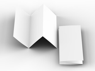 Brochure in A4 format folded to three - mockup. 3d illustartion