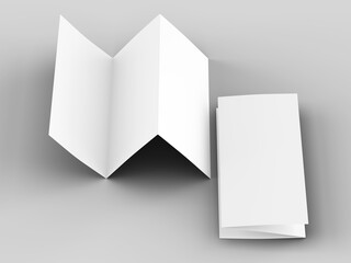 Brochure in A4 format folded to three - mockup. 3d illustartion