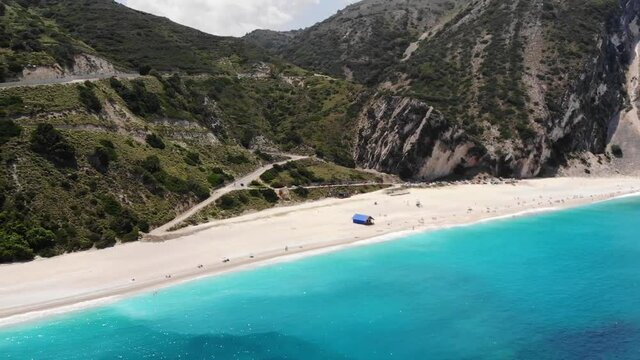 Aerial video of Myrtos beach, Kefalonia, Greece