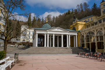 Pavilion of Cross spring (Krizovy pramen) - spring in Marianske Lazne (Marienbad) - great famous...