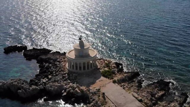 Aerial video of Saint Theodor Lantern, Argostoli, Kefalonia, Greece