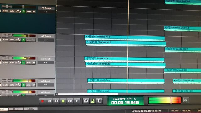 Audio sequencer on the computer. Writing music on a computer.
