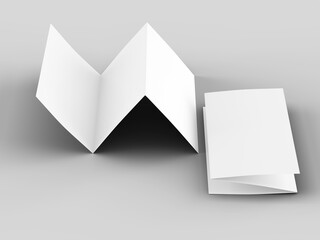 Brochure in A4 format folded to three - mockup. 3d illustartion