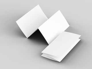 Brochure in A4 format folded to three - mockup. 3d illustartion
