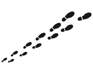 Step footprints paths silhouette walking isolated on white background