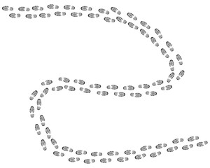 Step footprints paths silhouette walking isolated on white background