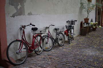 Bicycles resting against Wall 6649-042