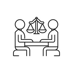lawyer's discussion - minimal line web icon. simple vector illustration. concept for infographic, website or app.