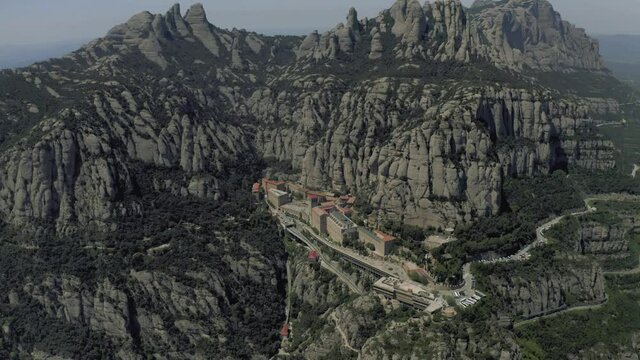Montserrat monastery in Spain mountains, nature and historical buildings near Barselona