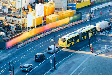 Street with cars and Christmas decoration in Berlin