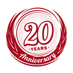 Twenty years anniversary celebration logotype. 20th anniversary logo. Vector and illustration.