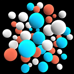 3d render bright colorful spheres cluster