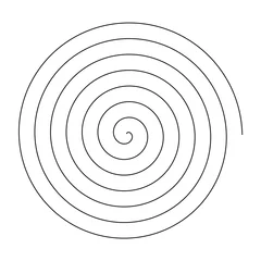 Küchenrückwand glas motiv Line in circle form. Single thin line spiral goes to edge of canvas. Vector illustration © mahanya342