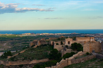 Fototapeta na wymiar sagunto castle is a tourist and cultural icon of this city of Alicante in Spain