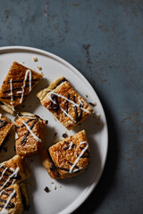 Chocolate cream danish on background. .