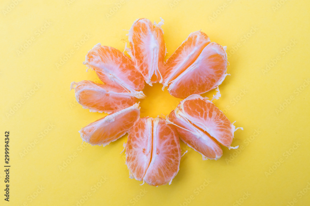 Wall mural orange or tangerine without skin isolated - Wall murals