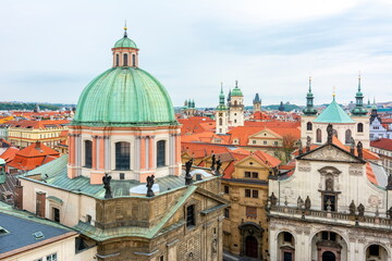 Fototapeta na wymiar St. Francis of Assisi Church dome, Prague, Czech Republic