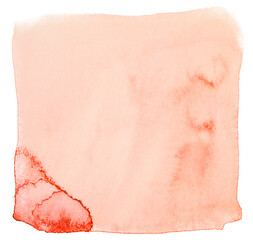 red orange element watercolor stain on a white background isolated