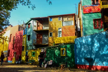 Schilderijen op glas Colourful houses in Caminito street, La Boca, Buenos Aires © Nina