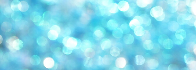 Banner blur glitter, bokeh, defocused neo mint color festive background,  texture. Xmas abstract background .