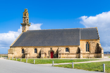Camaret-sur-Mer, the chapel near the sea, in the harbor, beautiful french city in Brittany