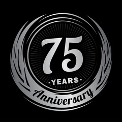 Seventy-five years anniversary celebration logotype. 75th anniversary logo. Vector and illustration.
