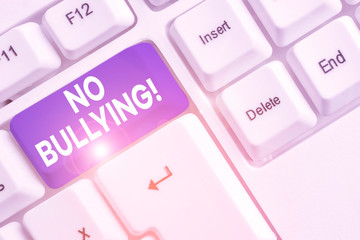 Word writing text No Bullying. Business photo showcasing stop aggressive behavior among children...