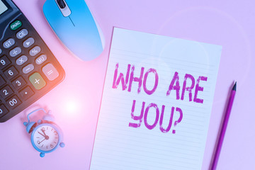 Conceptual hand writing showing Who Are You Question. Concept meaning asking about someone identity...