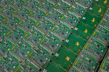 Many assembled circuit boards