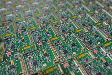 Many assembled circuit boards