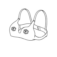 Bra line art. Bra with eyes funny sketch. Icon illustration with different application isolated on white background.